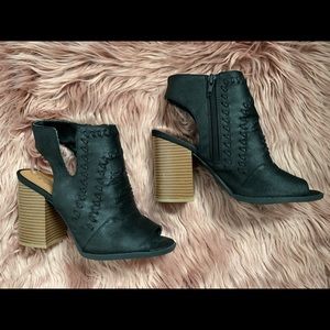 Black Peep-Toe Ankle Bootie